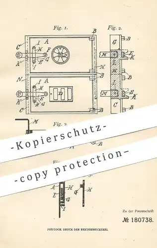 original Patent - Wilhelm Lüders , Wernigerode / Harz , 1905 , Feuergeschränk mit zwei Türen | Tür , Doppeltür