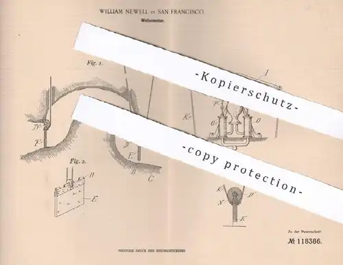 original Patent - William Newell , San Francisco , USA , 1900 , Wellenmotor | Motor , Motoren , Pumpe !!