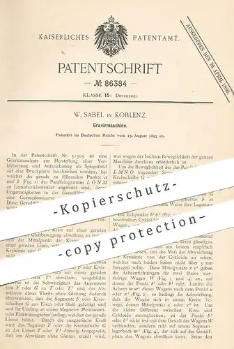 original Patent - W. Sabel , Koblenz , 1895 , Graviermaschine | Gravur , Gravieren , Druck , Druckerei !!!