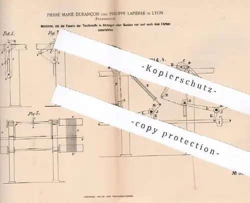 original Patent - Pierre Marie Durançon , Philippe Lapierre , Lyon , Frankreich , 1884 , Fasern färben | Stoff , Gewebe