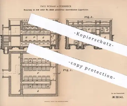 original Patent - Paul Schaar , Poessneck , 1886 , oberirdischer Lagerkeller | Keller für Fässer | Bier , Wein | Fass ,