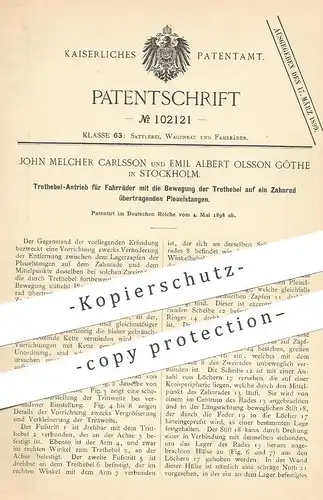 original Patent - John Melcher Carlsson , Emil Albert Olsson Göthe , Stockholm , Schweden , 1898 , Antrieb für Fahrräder