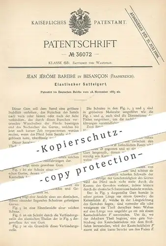 original Patent - Jean Jérôme Bareire , Besançon , Frankreich , 1885 , Elastischer Sattelgurt | Gurt , Pferde , Sattler