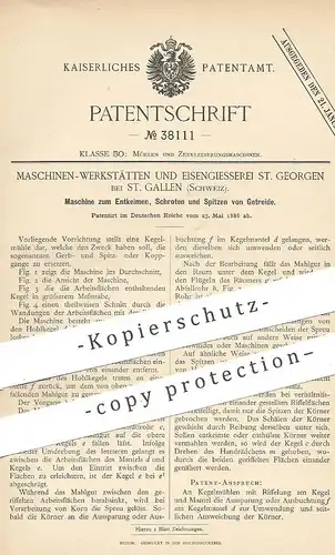 original Patent - Maschinen Werkstätten & Eisengiesserei St. Georgen / St. Gallen Schweiz | Schroten v. Getreide | Mühle