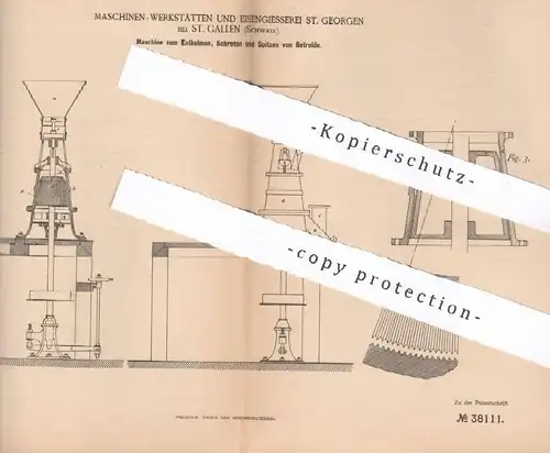 original Patent - Maschinen Werkstätten & Eisengiesserei St. Georgen / St. Gallen Schweiz | Schroten v. Getreide | Mühle