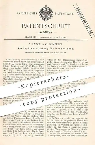 original Patent - A. Kaiser , Oldenburg , 1890 , Wasserspülung für Waschtisch | Waschbecken , Spülung | Klempner !!!