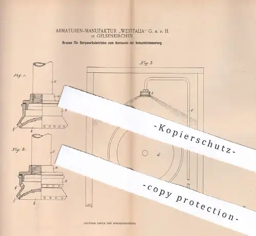 original Patent - Armaturen Manufaktur Westfalia GmbH Gelsenkirchen , 1900 , Brause für Bergwerk | Bergbau , Schacht !