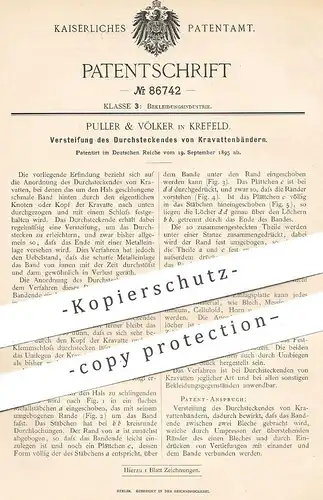 original Patent - Puller & Völker , Krefeld , 1895 , Versteifung an Kravattenband | Kravatte , Schneider , Mode !!!