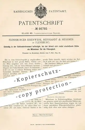 original Patent - Flensburger Eisenwerk , Reinhardt & Messmer , Flensburg , 1894 , Schleusertrommel für Flüssigkeiten !