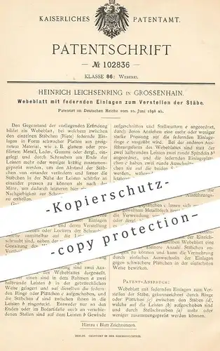 original Patent - Heinrich Leichsenring , Grossenhain , 1898 , Webeblatt | Webstuhl , Weben , Weber !!!