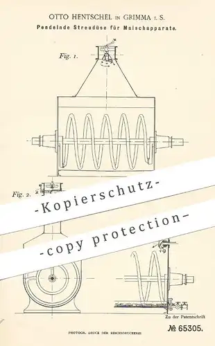 original Patent - Otto Hentschel , Grimma , 1892 , Pendelnde Streudüse für Maischapparat | Maische , Bier , Brauerei !