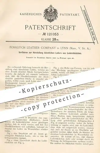 original Patent - Fosslitch Leather Company , Lynn , Massachusetts , USA , 1900 , künstliches Leder aus Lederstücken !!