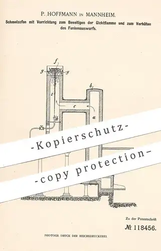 original Patent - P. Hoffmann , Mannheim , 1900 , Schmelzofen | Ofen , Öfen , Ofenbauer , Hochofen | Feuerung !!