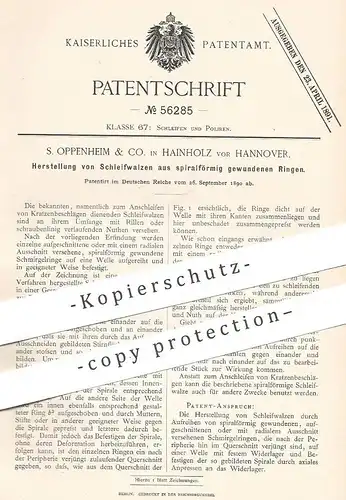 original Patent - S. Oppenheim & Co. , Hainholz vor Hannover , 1890 , Walzen zum Schleifen u. Polieren !!!