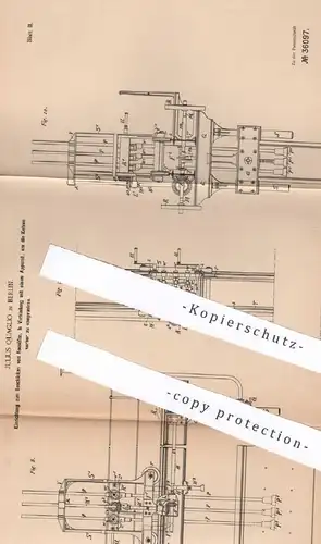 original Patent - Julius Quaglio , Berlin , 1885 , Beschicken von Koksofen | Ofen , Öfen , Feuerung | Koks , Kohle !!!