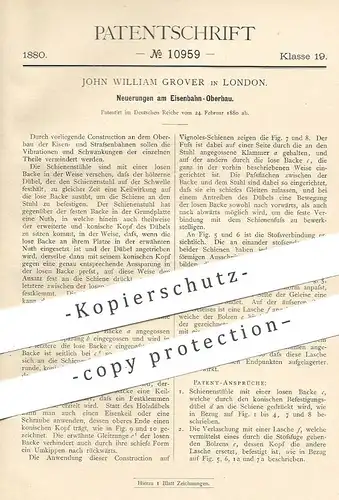 original Patent - John William Grover , London England 1880 | Eisenbahn Oberbau | Eisenbahnen , Straßenbahn Oberleitung