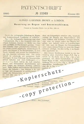 original Patent - Alfred Gardiner Brown , London , England , 1880 , Regenschirm , Sonnenschirm | Schirm , Schirmmacher !