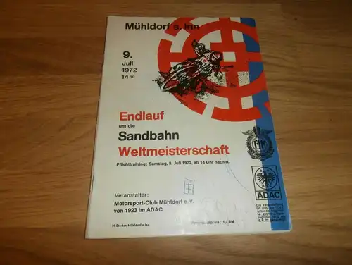 Sandbahnrennen Mühldorf , 8.07.1972 , WM - Finale , Speedway , Programmheft / Programm / Rennprogramm , program !!!
