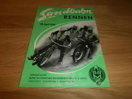 Sandbahnrennen München 28.04.1968 , Speedway , Programmheft / Programm / Rennprogramm , program !!!