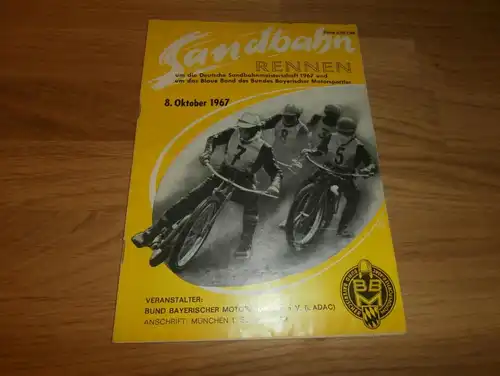 Sandbahnrennen München 8.10.1967 , Speedway , Programmheft / Programm / Rennprogramm , program !!!