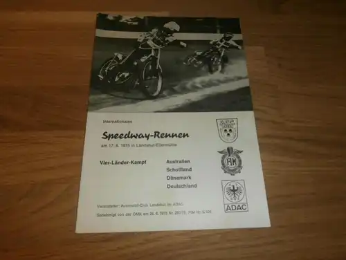 Speedway Landshut 17.08.1975 , Programmheft / Programm / Rennprogramm , program !!!