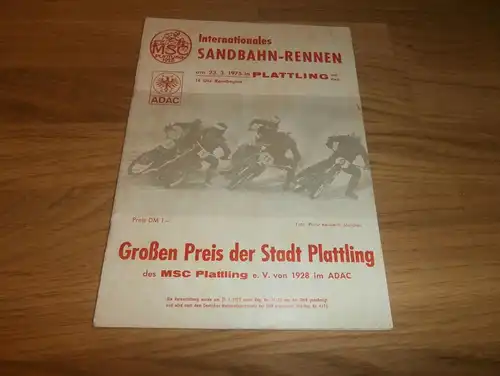 Speedway Plattling , 23.03.1975, Sandbahn , Programmheft / Programm / Rennprogramm , program !!!