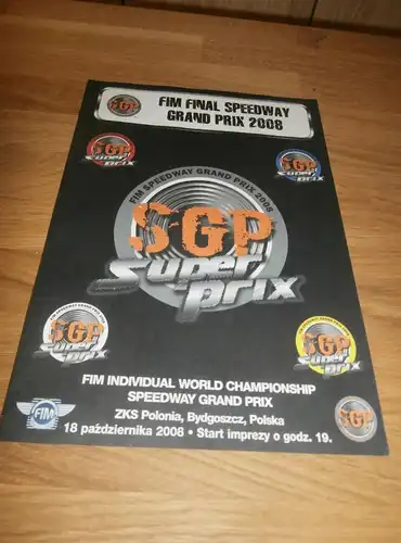 Speedway , Bydgoszcz , 18.10.2008 , Grand Prix , Programmheft / Programm / Rennprogramm , program !!!