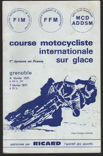 Eisspeedway WM 1971 in Grenoble , Speedway , Programmheft / Programm / Rennprogramm !!!