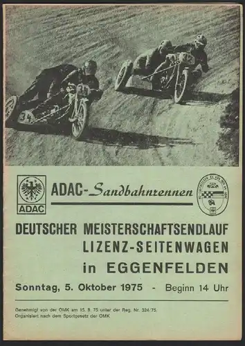 Sandbahnrennen Eggenfelden 1975 , Speedway , Programmheft / Programm / Rennprogramm !!!