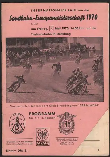 Sandbahnrennen Dingolfing 1970 , Speedway , Programmheft / Programm / Rennprogramm !!!