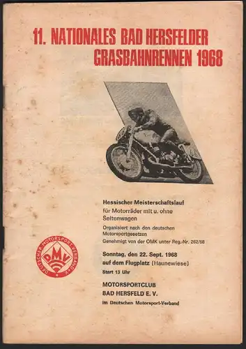 Grasbahnrennen 1968 , Speedway , Programmheft / Programm / Rennprogramm !!!