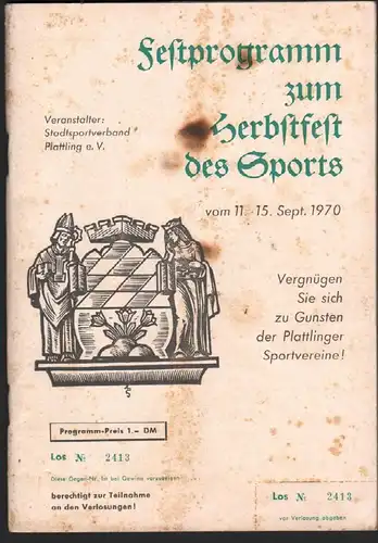 Plattling , Festprogramm des Sports 1970 , viel Reklame , Programmheft / Programm  !!!