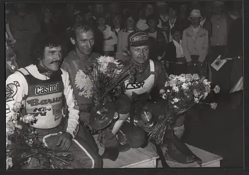 Speedway Weltmeisterschaft 80er , Siegerehrung , großes Foto !!!
