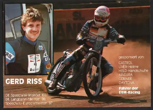 Speedway , Gerd Riss , Autogrammkarte , 80er Jahre !!!