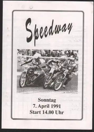 Speedway Neubrandenburg , 7.04.1991, Teterow Parchim Programmheft Rennprogramm Programm
