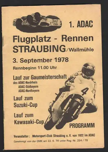 1. Flugplatzrennen , Straubing , 1978 , Rennprogramm , Programmheft !!!