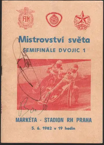 Speedway Prag , WM 1982 , mit Autogrammen Programmheft , Rennprogramm , program