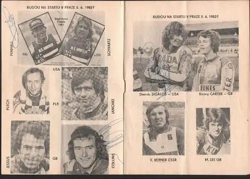 Speedway Prag , WM 1982 , mit Autogrammen Programmheft , Rennprogramm , program
