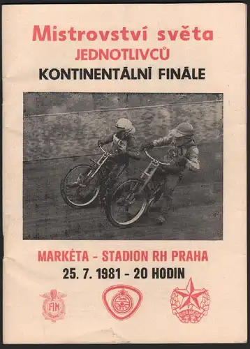 Speedway Prag , WM 1981 , Finale , Programmheft , Rennprogramm , program