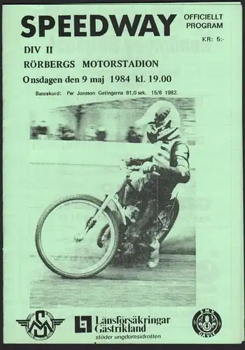 Speedway , Gävle 1984 , Sweden , Programmheft , Rennprogramm , program