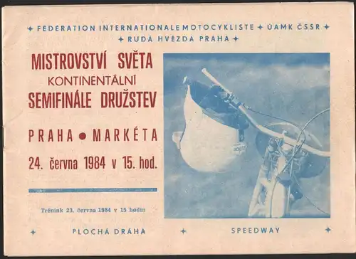 Speedway , Prag , WM 1984 , Rennprogramm , Rennprogramm , program