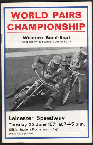 Speedway , Leicester WM 22.06.1971 , Rennprogramm , Rennprogramm , program !!