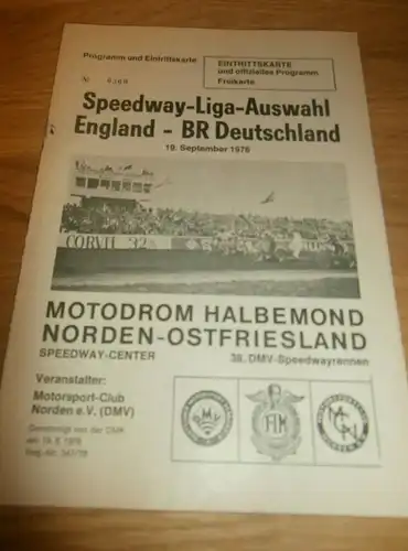 Speedway , Norden 19.09.1976 , Rennprogramm , Rennprogramm , program !!!