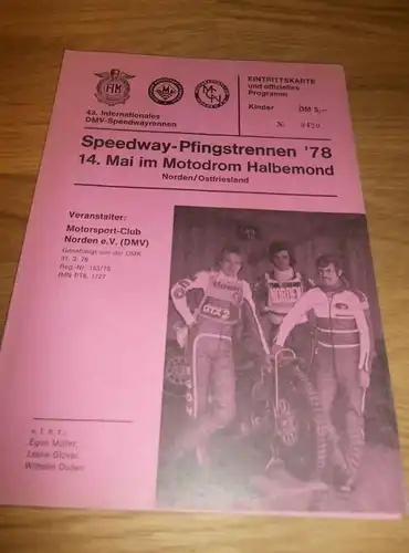 Speedway , Norden 14.05.1978 , Rennprogramm , Programmheft , program !!!