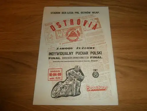 Speedway , Ostrow 16.04.1989 , Rennprogramm , Programmheft , program