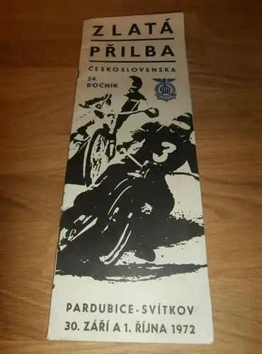 Speedway , Zlata Prilba Pardubice 1972, Rennprogramm , Programmheft , program