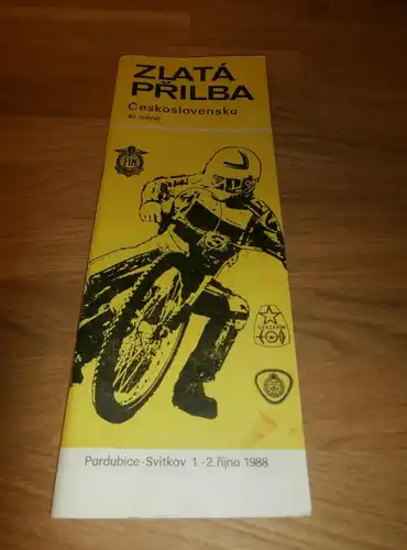 Speedway , Zlata Prilba Pardubice 1988, Rennprogramm , Programmheft , program
