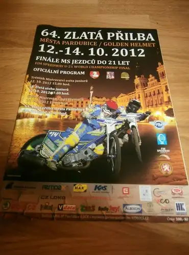 Speedway , Zlata Prilba Pardubice 2012, Rennprogramm , Programmheft , program