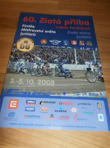 Speedway , Zlata Prilba Pardubice 2008, Rennprogramm , Programmheft , program