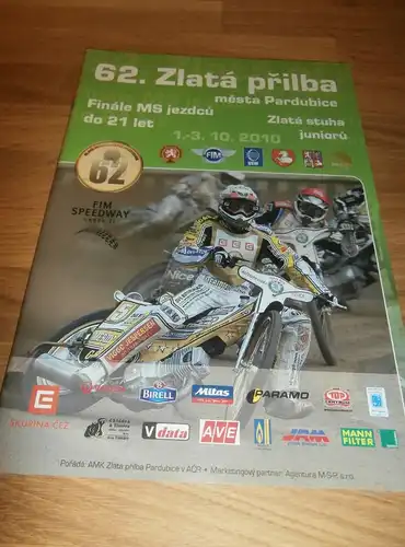 Speedway , Zlata Prilba Pardubice 2010, Rennprogramm , Programmheft , program